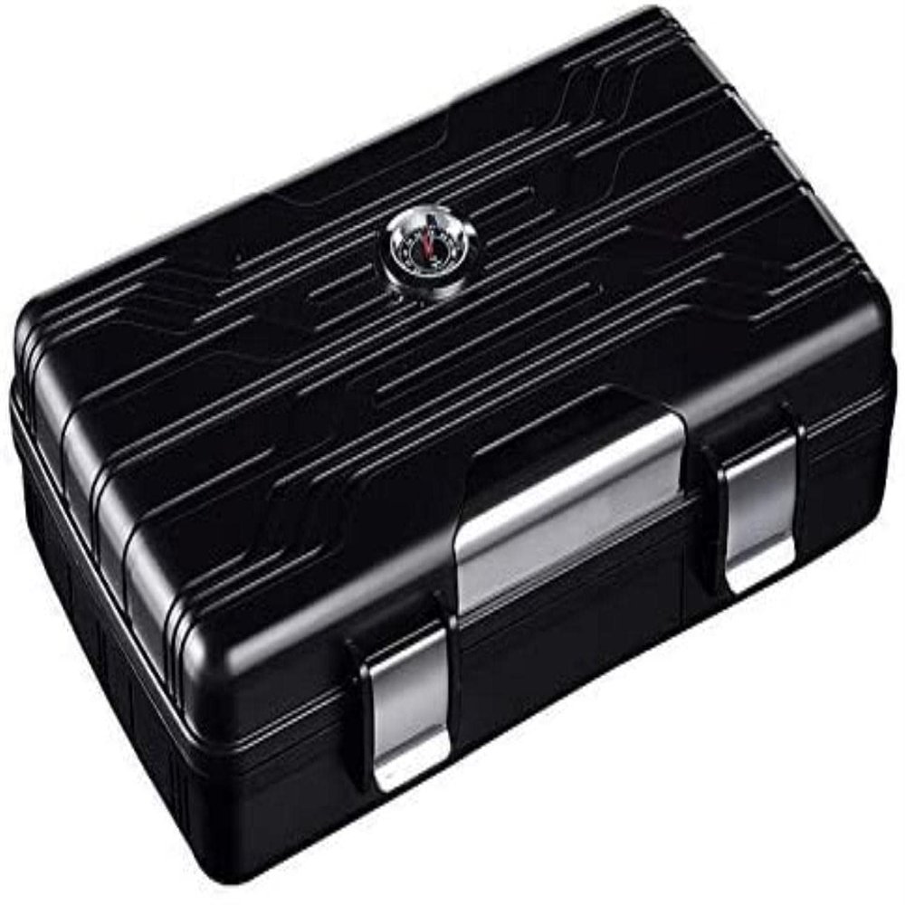 HongLianRiven Cigar Box Humidor 10 Cigar Desktop Humidor Cigar Box + Hygrometer (Color : Black)