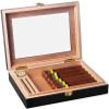 HongLianRiven Cigar Box Humidor Portable Cigar Box, Cedar Wood Cigar Box, with Glass/Hygrometer/Humidifier (Color : Black) view 1