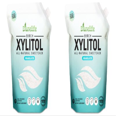 DureLife XYLITOL Sugar Substitute 1 LB Bulk 2 Pack (16 OZ) Made From 100% Pure Birch Xylitol NON GMO - Gluten Free - Kosher, Sugar alternative
