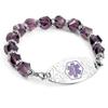 StickyJ Shimmering Purple Bead Stretch Medical ID Bracelet for Women 7.5 inches view 1