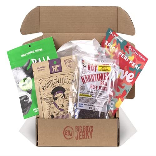 Big Boys Jerky Care Package (6 Count) Mild and Spikey Pack Combo. Ultimate Variety Gift Box Pack Assortment Basket Bundle Mix Bulk Sampler Treats (Spicy)