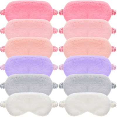 12 Pack Plush Eye Mask Furry Eye Covers for Sleeping Faux Fur Eye Mask Eye Mask for Sleeping Sleeping Blindfold for Adult Eye Protection(Multiple Color)