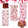 LANGFON 150 Pieces Valentine's Day Cellophane Gift Bags, Valentines 3 Patterns Heart Cellophane Treat Bags with 150 Twist Ties for Cookies Candy Party Decoration view 1