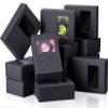 Spakon 30 Pcs Soap Boxes for Homemade Soap Packaging Mini Kraft Paper Box with Window 3.5 x 2.6 x 1.2 Inch Rectangle Gift Box for Bakery Candy Gift Packaging Halloween Birthday Party (Black) view 1