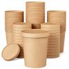 JOLLY PARTY 25pack 32oz Paper Soup Containers with Lids, Disposable Paper Food Cups, Ice Cream Cups, Food Storage with Lids, Microwavable and freezer safe, Suitable for Christmas Thanksgiving (Brown) view 1