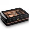 Desktop Humidor Case Holds About 50 Cigar,Cedar Wood Cigar Storage Box with Divider,Cigar Box with Digital Humidifier and Hygrometer,Glass Top Display,Black-B-332310cm view 1