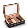 Desktop Humidor Case Holds About 50 Cigar,Cedar Wood Cigar Storage Box with Divider,Cigar Box with Digital Humidifier and Hygrometer,Glass Top Display,Black-B-332310cm view 2