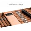 Desktop Humidor Case Holds About 50 Cigar,Cedar Wood Cigar Storage Box with Divider,Cigar Box with Digital Humidifier and Hygrometer,Glass Top Display,Black-B-332310cm view 3