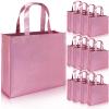 PHOGARY 12 Large Gift Bags with Handles 12.6x3.9x10.6inch(Pink) Stylish Party Bags for Birthday Bachelorette Wedding Party Favor Bridal Shower Wrap, Reusable Goodie Bags, non-woven fabric view 1