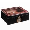 Desktop Humidor Case Holds About 50 Cigar,Cedar Wood Cigar Storage Box with Divider,Cigar Box with Digital Humidifier and Hygrometer,Glass Top Display,Black-A-29.524.511.2cm view 1