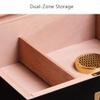 Desktop Humidor Case Holds About 50 Cigar,Cedar Wood Cigar Storage Box with Divider,Cigar Box with Digital Humidifier and Hygrometer,Glass Top Display,Black-A-29.524.511.2cm view 3