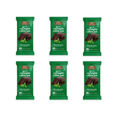 Missy J's Organic Carob Dark Delights Unsweetened Mint Candy Bar 3 Oz 6 Pack | Keto, Vegan and Gluten-Free | Healthy Caffeine Free Substitute for Chocolate, Perfect for Snacks and Treats
