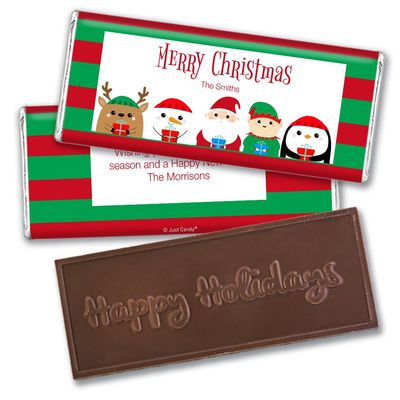 12ct Custom Christmas Candy Happy Holidays Embossed Chocolate Bar Party (12 Pack) - No Assembly Required - Favors for Kids