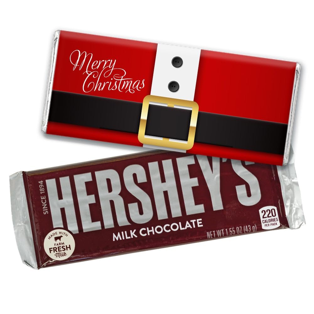12ct Custom Christmas Candy Chocolate Bar Party (12 Pack) - No Assembly Required - Santa Claus Design