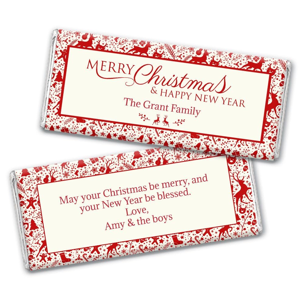 12ct Custom Christmas Candy Chocolate Bar Party (12 Pack) - No Assembly Required - Iconic Christmas