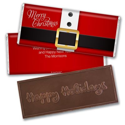 12ct Custom Christmas Candy Happy Holidays Embossed Chocolate Bar Party (12 Pack) - No Assembly Required - Santa Claus Design