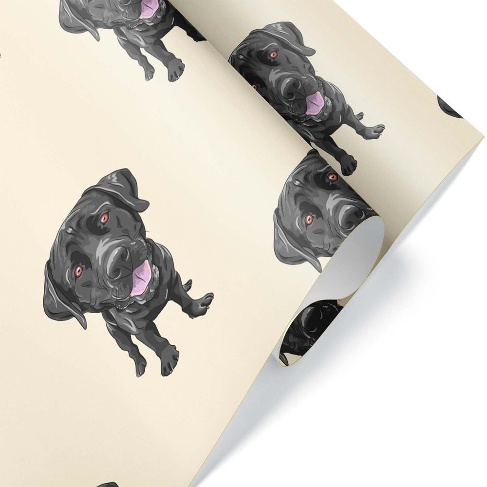 Cute Black Labrador Retriever Gift Wrap, Black Lab Wrapping Paper, Dog Christmas Birthday Party Decoration Decor (12 foot x 30 inch roll)