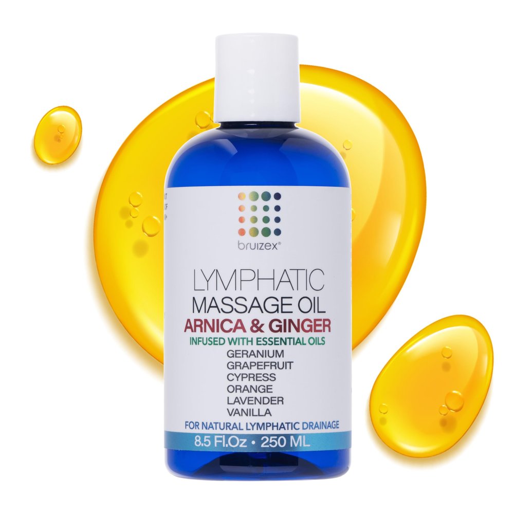 Bruizex Lymphatic Drainage Massage Oil with Arnica & Ginger for Post-Procedure Massage & Lymphatic Drainage Massager, Liposuction, 360 Lipo, BBL, After Tummy Tuck Procedure, Warming Formula - 8.5 Oz