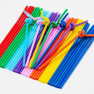 400 Count 10.2 Inch Colorful Flexible Plastic Drinking Straws,Bendable Long Thick Disposable Artical Straws,for Party,for Use with Any Jumbo Cup or Water Bottle,BAP Free,Diameter 0.24 inch
