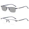 Transition Photochromic Bifocal Reading Glasses for Men Business rectangle half frame UV Protection Sunglasses Readers 0~+4.00 (blue, 100 magnification) view 1