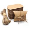 BallHull Kraft Paper Pillow Candy Box, Foldable Gift Box with Jute Rope for Weddings, Parties, Birthdays, Holidays, 60 Pcs view 1