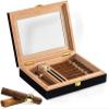 HongLianRiven Cigar Box Humidor Glass Top Cigar Humidor, Humidifier Storage Box for 50-80 Cigars Case for Moisture Control view 1