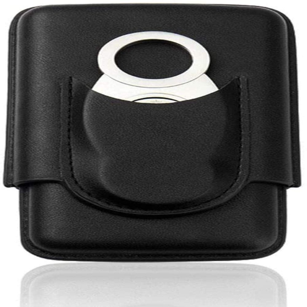 HongLianRiven Cigar Box Humidor Travel Cigar Humidor Case Leather Cigar Box Holder 3 Tube Cigar Accessories Cigar Cutter (Color : Black)