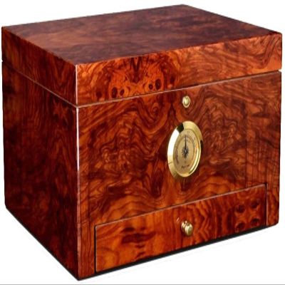 HongLianRiven Cigar Box Humidor The Cigar Box is Sealed and Can Hold 50 Refrigerated Dehumidifiers Portable Partitions and Dual Storage (Color: Brown) (Color : Brown, Size : 281622cm)