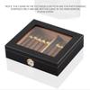 HongLianRiven Cigar Box Humidor Cigar Humidors, Desktop Humidor,Tempered Glasstop, Cedar Divider, and Brass Ring Glass Hygrometer (Color : Black) view 2
