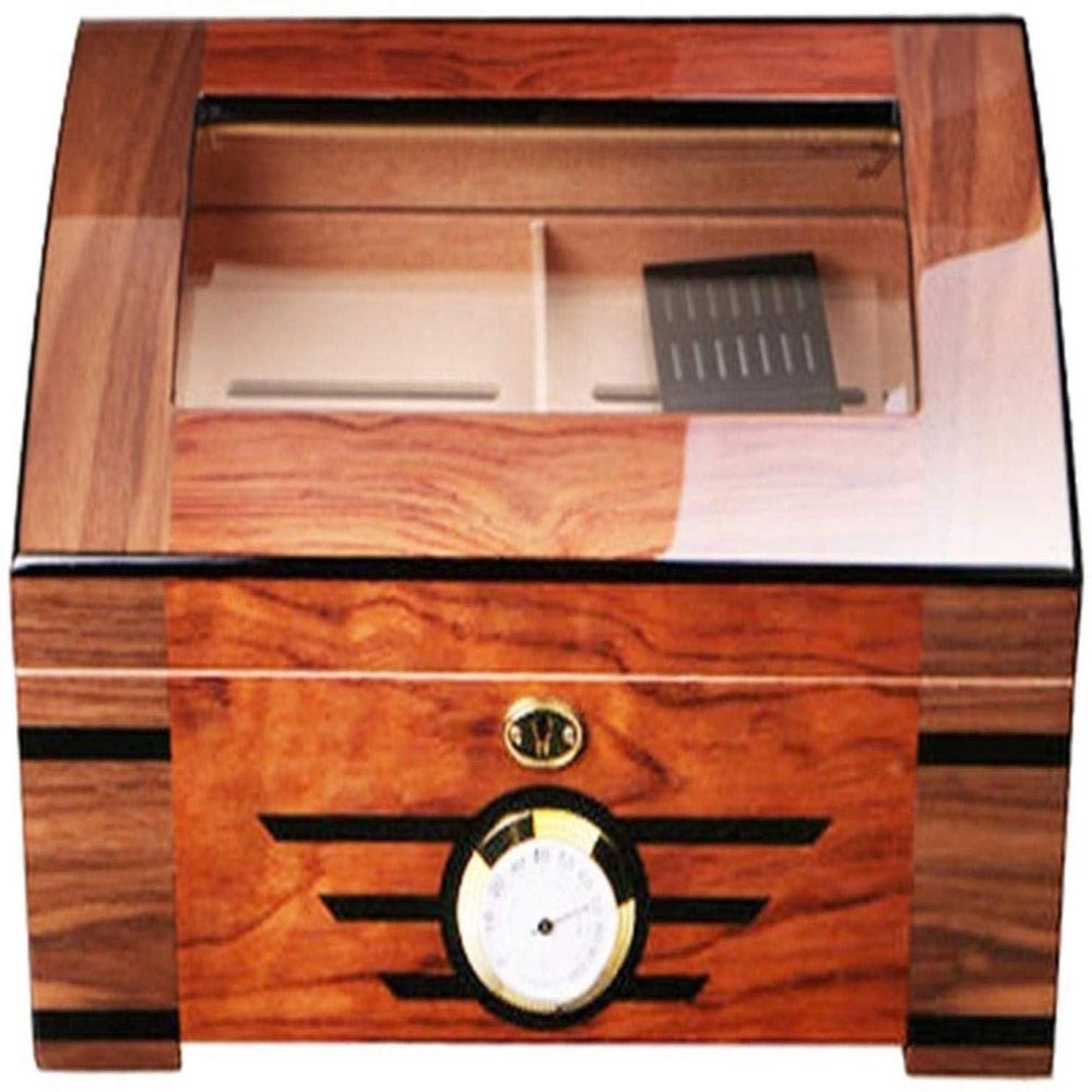 HongLianRiven Cigar Box Humidor Cigar Humidors Cigar Box, Cedar Wood Cigar Humidor, Classic Wood Grain Double-Layer Large-Capacity
