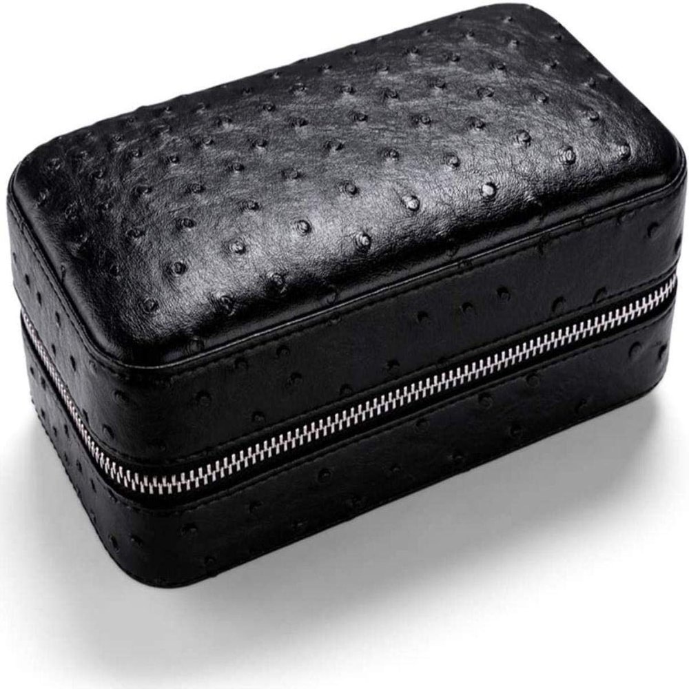 HongLianRiven Cigar Box Humidor Humidor Cigar Travel Case Leather Tube Holder Cigar Accessories Humidifier (Color : Black)