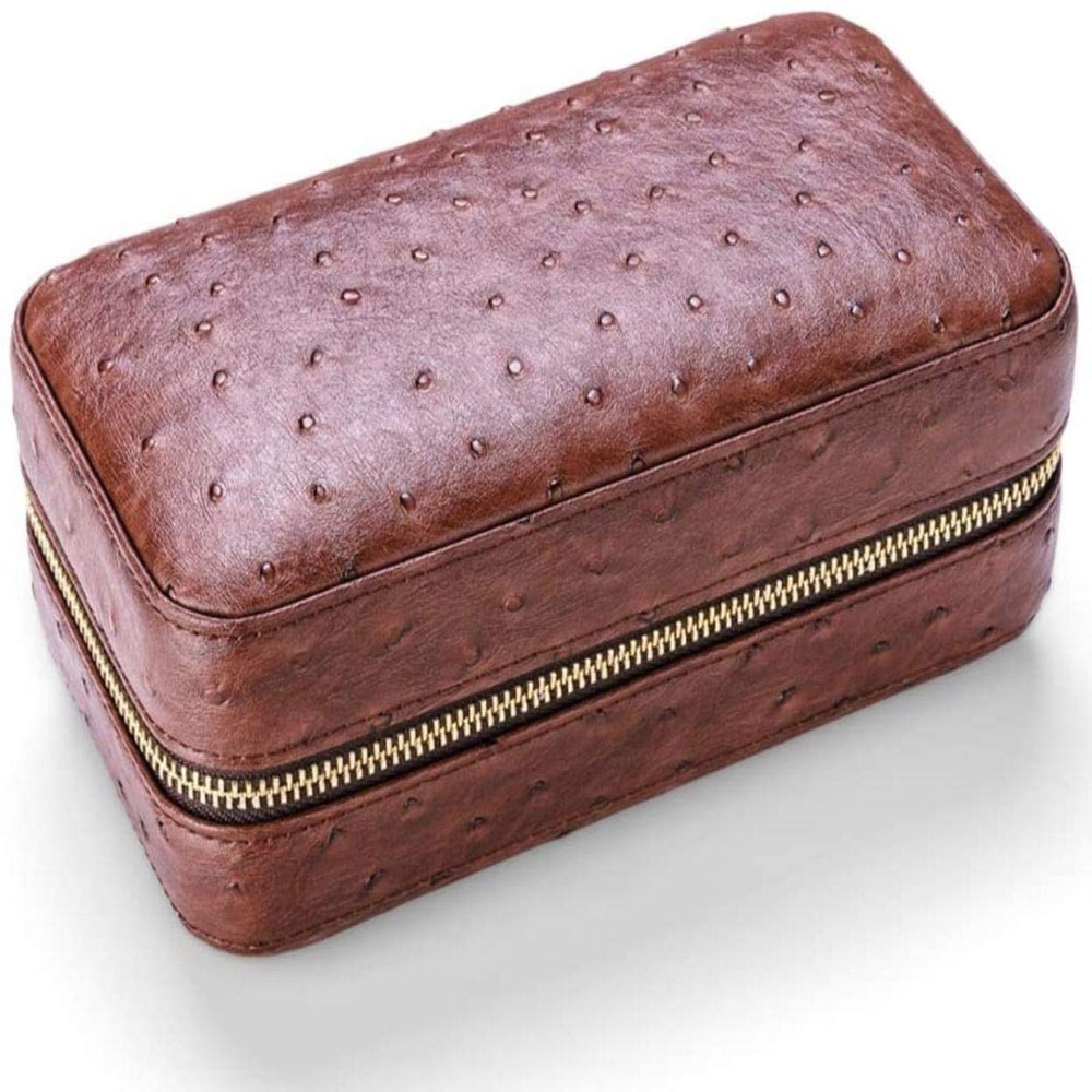 HongLianRiven Cigar Box Humidor Humidor Cigar Travel Case Leather Tube Holder Cigar Accessories Humidifier (Color : Brown)
