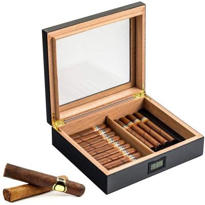HongLianRiven Cigar Box Humidor Cigar Humidor, Cigar Box Storage Box with Humidifier and Digital Hygrometer