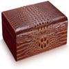 HongLianRiven Cigar Box Humidor Cigar Humidor Case with Hygrometer Humidifier, Cedar Lined Cigar Box Leather Cigar Storage Box (Color : Brown) view 2