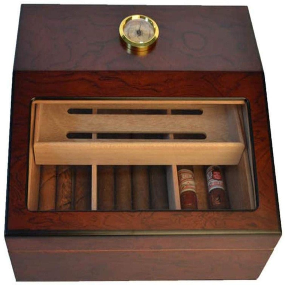 HongLianRiven Cigar Box Humidor Cigar Humidor, Desktop Display Cigar Box Set with Hygrometer and Humidifier, Cigar Case