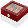 HongLianRiven Cigar Box Humidor Cigar Humidors, Desktop Humidor,Tempered Glasstop, Cedar Divider, and Brass Ring Glass Hygrometer (Color : Brown) view 1