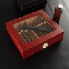 HongLianRiven Cigar Box Humidor Cigar Humidors, Desktop Humidor,Tempered Glasstop, Cedar Divider, and Brass Ring Glass Hygrometer (Color : Brown) view 2