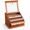 HongLianRiven Cigar Box Humidor Cigar Humidor Case Removable Tray Cigar Desktop Storage Box with Hygrometer Humidifier view 2