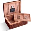 HongLianRiven Cigar Box Humidor Cigar Humidor Case with Hygrometer Humidifier, Cedar Lined Cigar Box Leather Cigar Storage Box (Color : Black) view 2