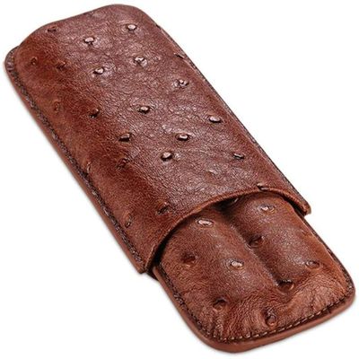 Cigar Box Humidor Cigar Humidors, Portable Cigar Moisturizing Cover Cow Leather Ostrich Skin Cigar Holster Can Store Cigars