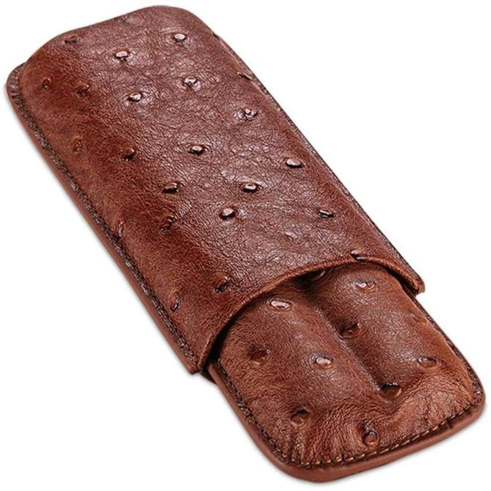 Cigar Box Humidor Cigar Humidors, Portable Cigar Moisturizing Cover Cow Leather Ostrich Skin Cigar Holster Can Store Cigars