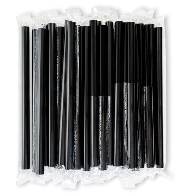 Jumbo Black Milkshake Straws Extra Wide Individually Wrapped 100 Pack, Smoothie 0.47" BPA Free, Disposable Fat Boba Tea Straw, Extra Thick Restaurant Quality - by DuraHome