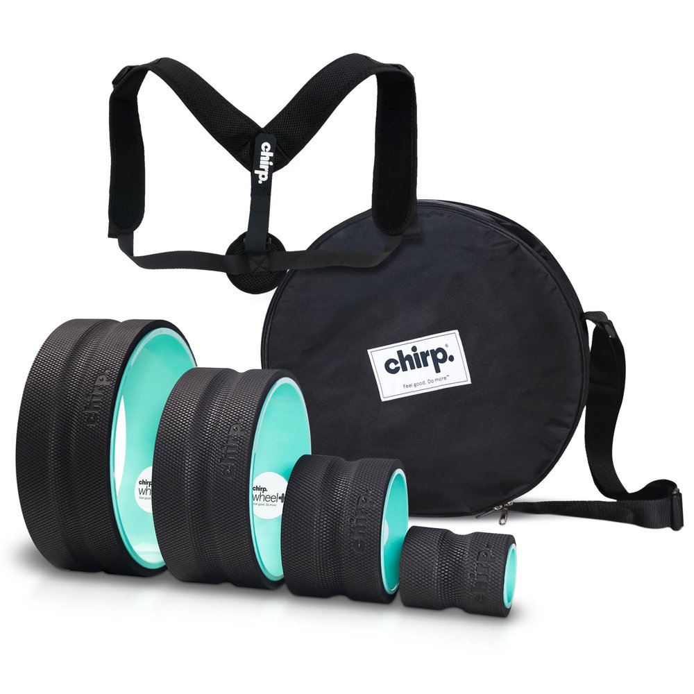 Chirp - Ultimate Back + Neck Bundle | 4-Pack Wheel Foam Roller Set for Back & Neck Pain Relief, Posture Corrector for Alignment & Support, 500lb Capacity, Includes Carrying Case, Mint
