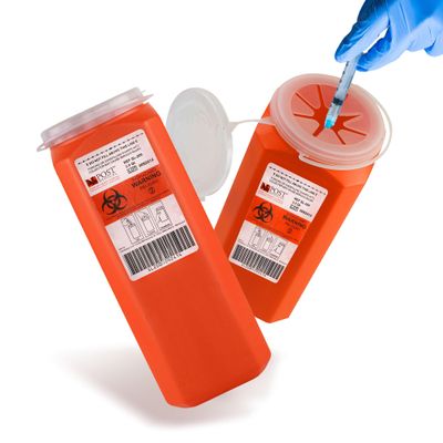 Post Medical - 2.0 Quart Sharps Container - Case of 15, Puncture-Resistant Disposal for Needles & Syringes, Leak-Tight Biohazard Container With Snap Tight Lid, Red