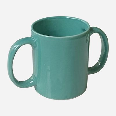 ANCIENT IMPEX Ceramic Dual Handle Mug for Secure Hold | BPA-FREE Double Handled Ceramic Mugs to Aid Tremors | 11.83 US Fl. Oz. (350 Ml) - Terquoise Color