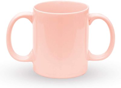 ANCIENT IMPEX Ceramic Dual Handle Mug for Secure Hold | BPA-FREE Double Handled Ceramic Mugs to Aid Tremors | 11.83 US Fl. Oz. (350 Ml) - Peach Color