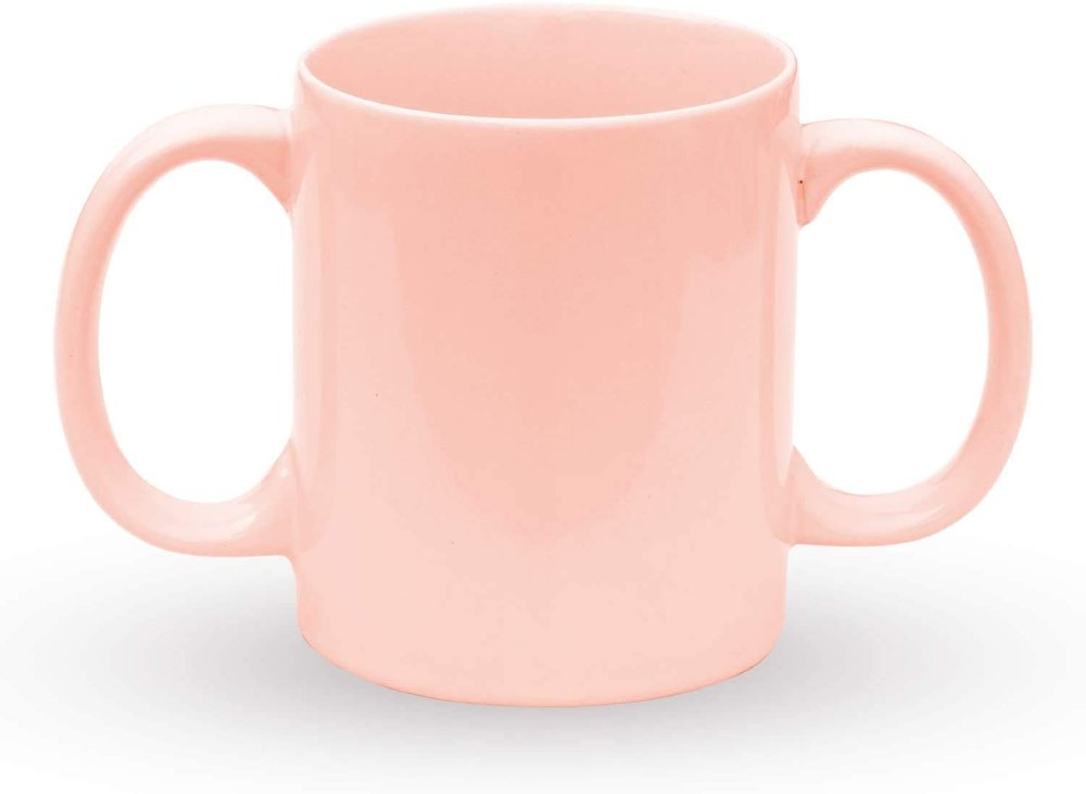ANCIENT IMPEX Ceramic Dual Handle Mug for Secure Hold | BPA-FREE Double Handled Ceramic Mugs to Aid Tremors | 11.83 US Fl. Oz. (350 Ml) - Peach Color