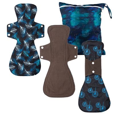 4 Pieces Set 1 Piece Medium Wet Bag + 3 Pieces 16 Inch Regular Cloth Mama Cloth/Menstrual Pads/Reusable Sanitary Pads