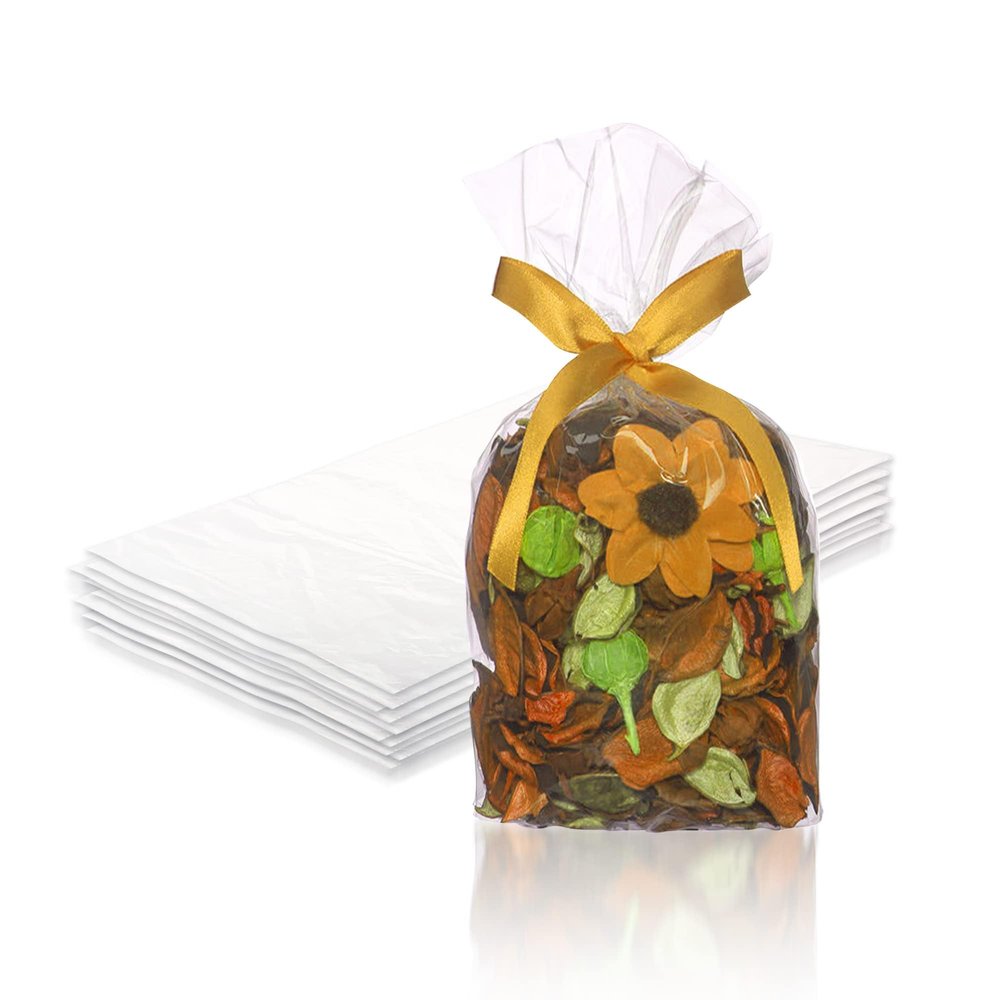 PUREVACY Clear Gusseted Poly Bags, 5 x 4 x 18 Inch. 100 Pack Side Gusseted Plastic Bags 1 Mil. Leakproof, for Packaging, Favors, Fruits, Grains, Coffee Beans