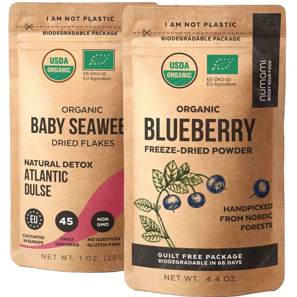 Atlantic Dulse and Wild Blueberry Powder for Your Perfect Detox Smoothie, Premium Quality and Organic Certified